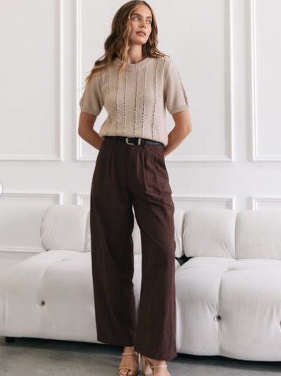 St Lucia Boutique Wiress Knit Top - Beige - Shop women's Tops at St Lucia Boutique