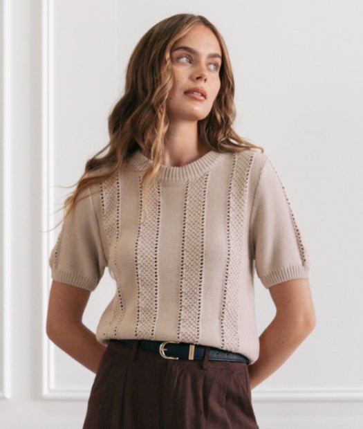 St Lucia Boutique Wiress Knit Top - Beige - Shop women's Tops at St Lucia Boutique