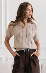 St Lucia Boutique Wiress Knit Top - Beige - Shop women's Tops at St Lucia Boutique