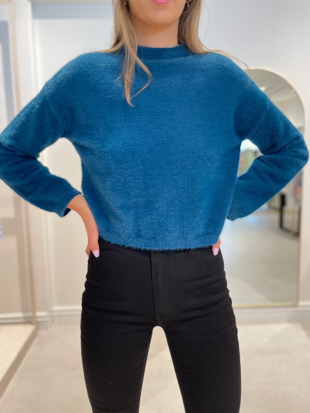 St Lucia Boutique Azula crop jumper - teal - Shop women's at St Lucia Boutique