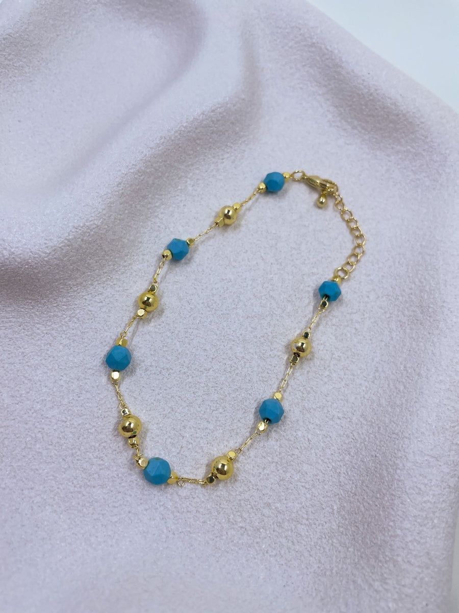 St Lucia Boutique Beaded bracelet - turquoise 18k gold plated - Shop women's Accessories at St Lucia Boutique