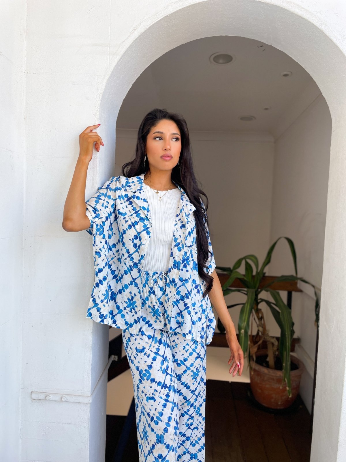 St Lucia Boutique Elke print top - blue/white - Shop women's at St Lucia Boutique