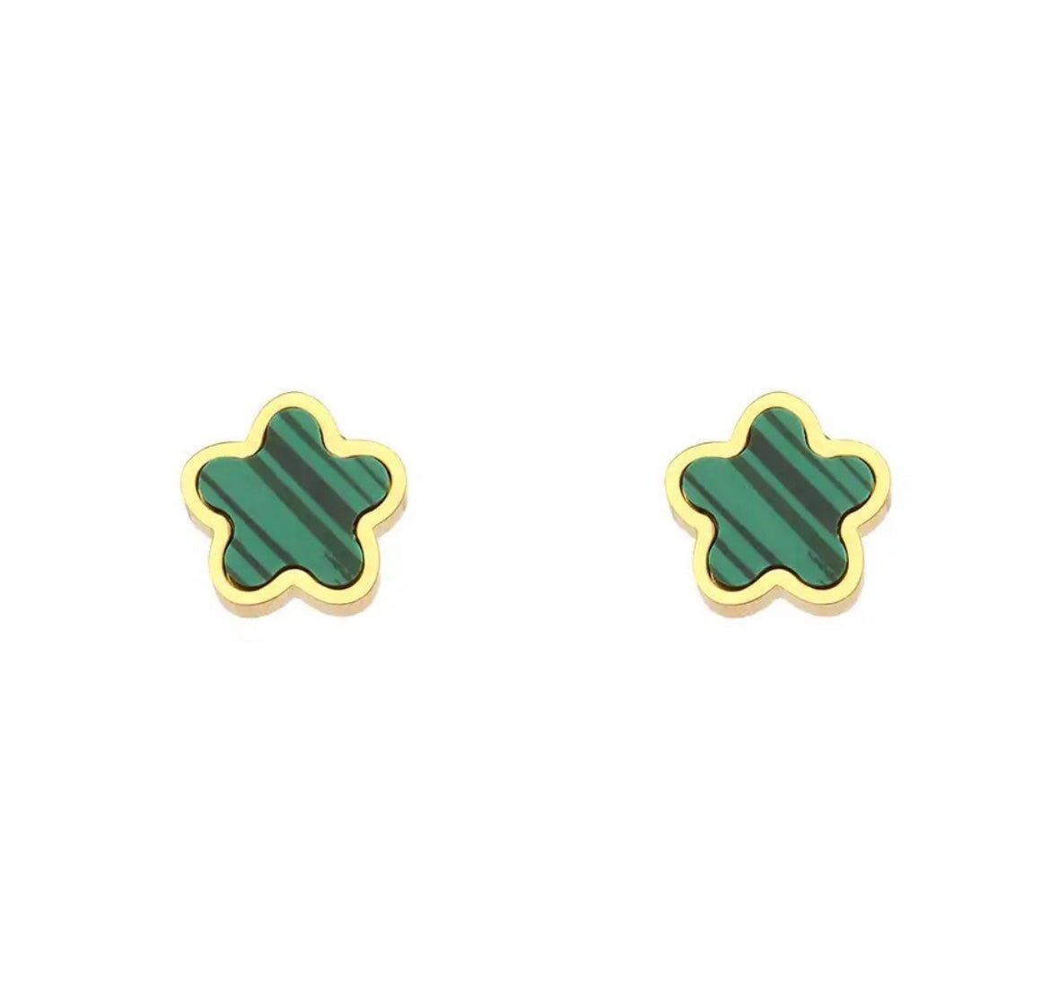 St Lucia Boutique Green and gold mini star studs - Shop women's earrings at St Lucia Boutique