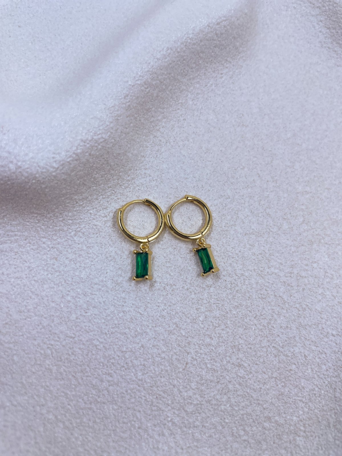 St Lucia Boutique Green stone hoop sleeper- 18k gold plated - Shop women's Accessories at St Lucia Boutique