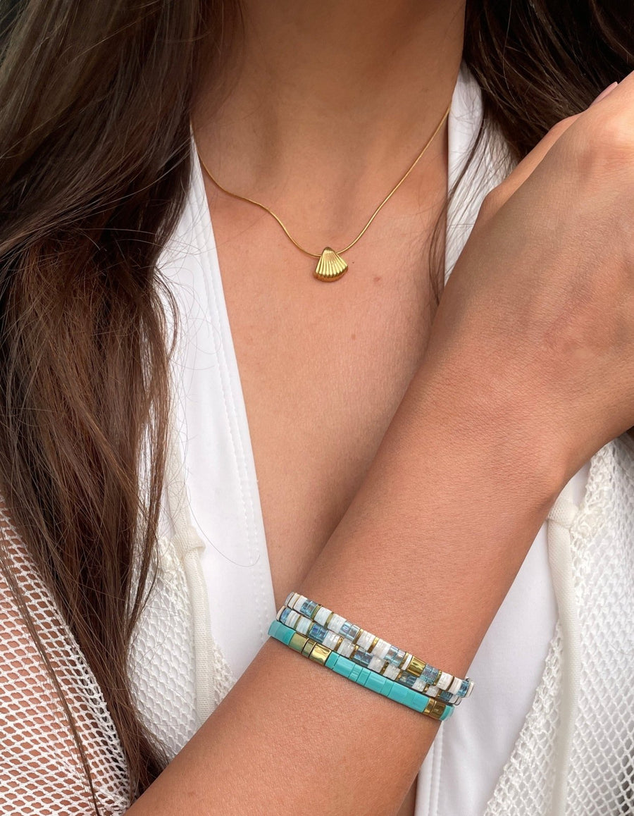 St Lucia Boutique Helios glass tile bracelet - turquoise/gold - Shop women's at St Lucia Boutique