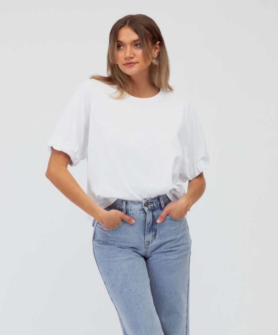 St Lucia Boutique Laila puff sleeve top - white - Shop women's at St Lucia Boutique