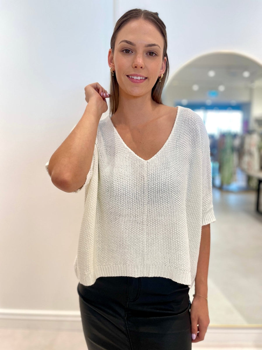 St Lucia Boutique Lexi relaxed knit top - crème - Shop women's Knitwear at St Lucia Boutique