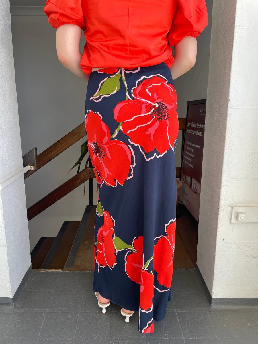 St Lucia Boutique Maria floral maxi skirt - red/navy - Shop women's at St Lucia Boutique