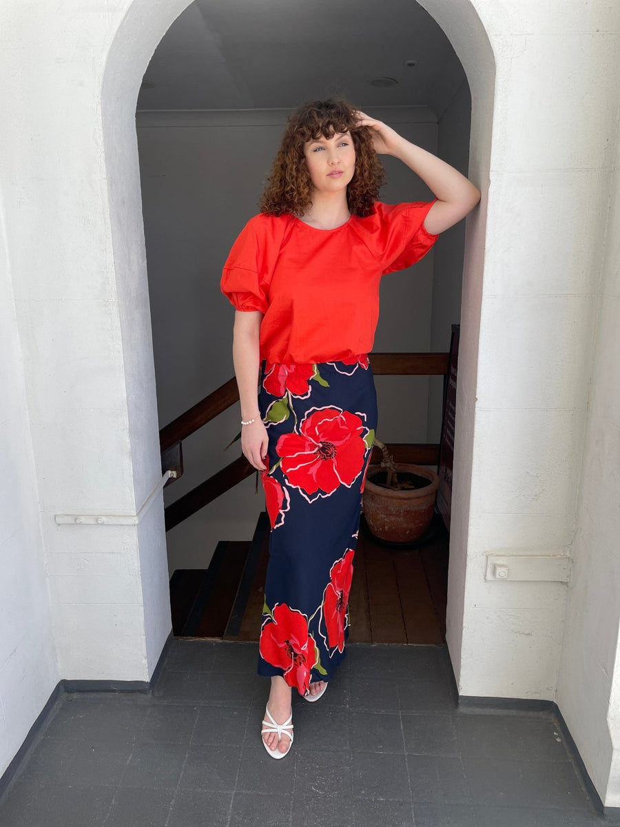 St Lucia Boutique Maria floral maxi skirt - red/navy - Shop women's at St Lucia Boutique