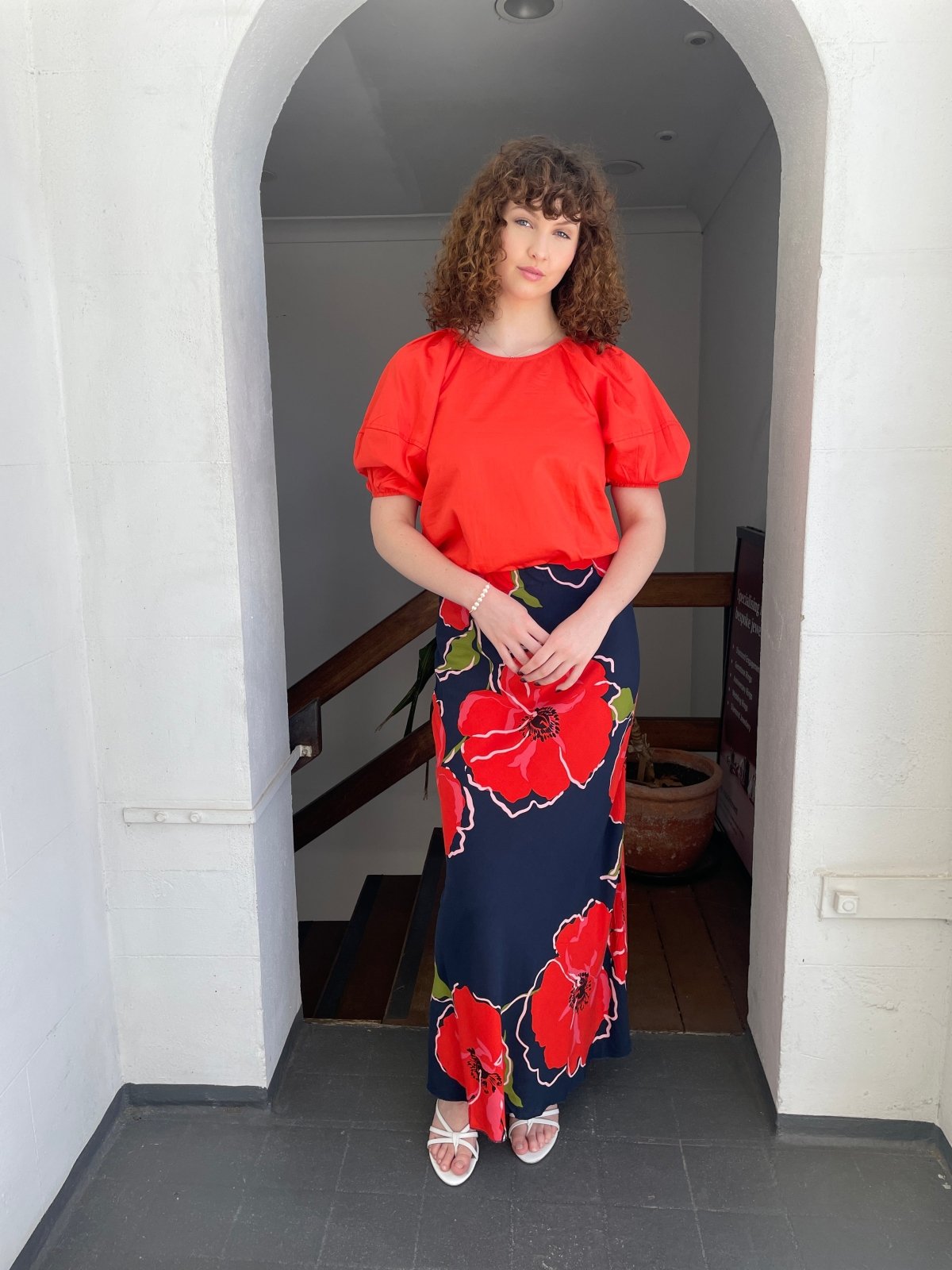 St Lucia Boutique Maria floral maxi skirt - red/navy - Shop women's at St Lucia Boutique