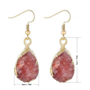 St Lucia Boutique Natural quartz pink stone gold drop earring - Shop women's earrings at St Lucia Boutique