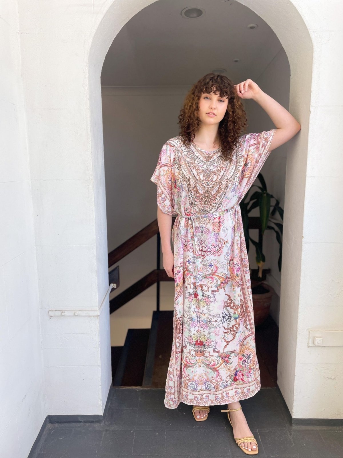 St Lucia Boutique Pink jewel kaftan dress - Shop women's dresses at St Lucia Boutique