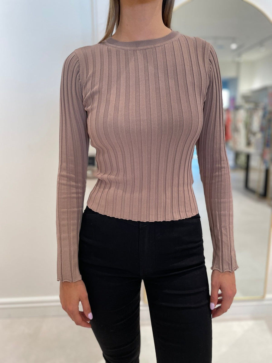 St Lucia Boutique Portofino rib top - mocha - Shop women's at St Lucia Boutique