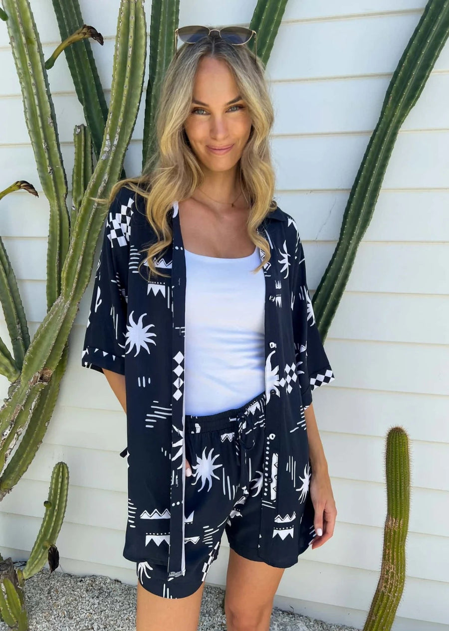 St Lucia Boutique Soul print short - Navy/white - Shop women's Shorts at St Lucia Boutique