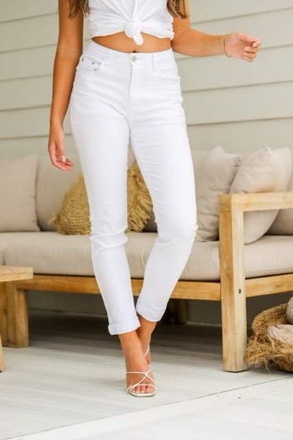 St Lucia Boutique Tina straight leg jean - white - Shop women's Bottoms at St Lucia Boutique